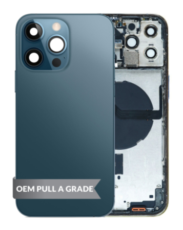 Back Housing Frame (PACIFIC BLUE) (OEM Pull A Grade) with Small Components Pre-Installed for iPhone 12 Pro Max