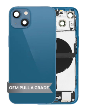 Back Housing Frame with Charging Port Flex & Small Parts for iPhone 13 (BLUE) (US Version) (OEM Pull A Grade)