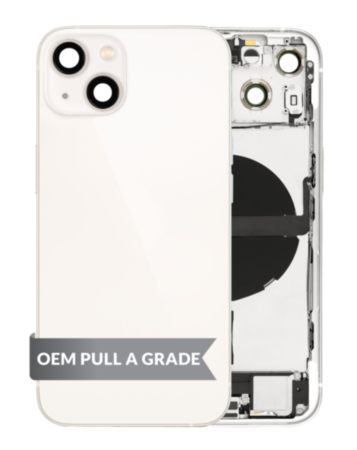 Back Housing Frame with Charging Port Flex & Small Parts for iPhone 13 (STARLIGHT) (US Version) (OEM Pull A Grade)