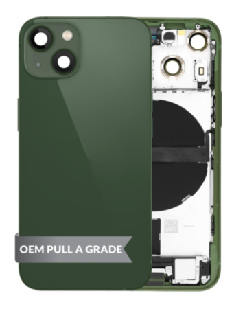 Back Housing Frame with Charging Port Flex & Small Parts for iPhone 13 Mini (GREEN) (US Version) (OEM Pull A Grade)