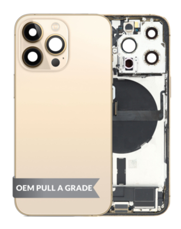 Back Housing Frame with Charging Port Flex & Small Parts for iPhone 13 Pro (GOLD) (US Version) (OEM Pull A Grade)