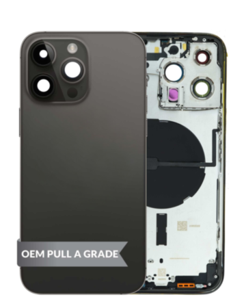 Housing Frame (SPACE BLACK) (International) (OEM Pull A Grade) Small Parts Pre-Installed for iPhone 14 Pro Max