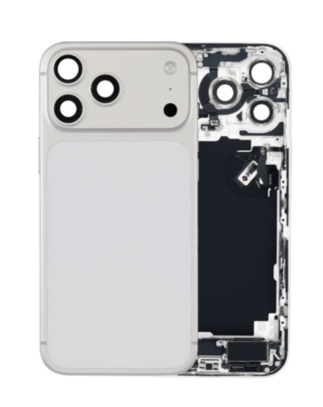 Back Housing Frame with Charging Port Flex & Small Parts for iPhone 17 Pro Max (SILVER) (US Version) (OEM Pull A Grade)