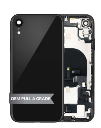 Back Housing Frame with Charging Port Flex & Small Parts for iPhone XR (BLACK) (OEM Pull A Grade)