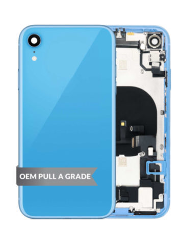 Back Housing Frame with Charging Port Flex & Small Parts for iPhone XR (BLUE) (OEM Pull A Grade)