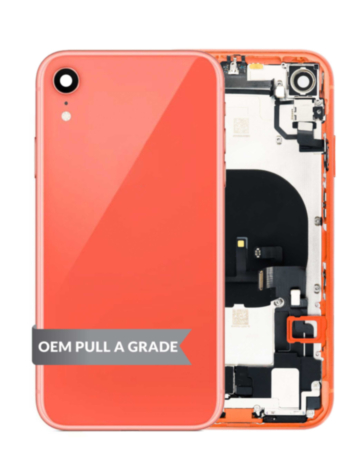 Back Housing Frame with Charging Port Flex & Small Parts for iPhone XR (CORAL) (OEM Pull A Grade)