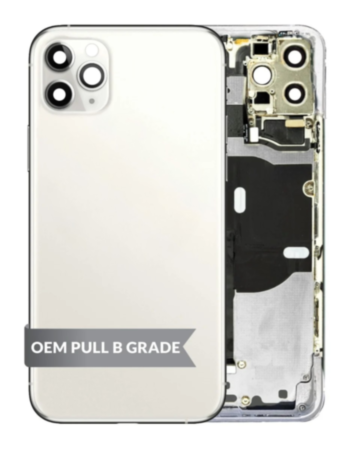 Back Housing Frame (SILVER) (OEM Pull B Grade) with Small Components Pre-Installed for iPhone 11 Pro