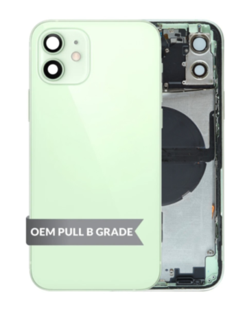 Back Housing Frame with Small Components Pre-Installed for iPhone 12 (GREEN) (OEM Pull B Grade)