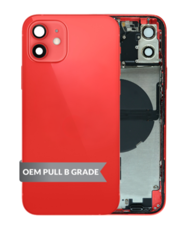Back Housing Frame with Small Components Pre-Installed for iPhone 12 (RED) (OEM Pull B Grade)