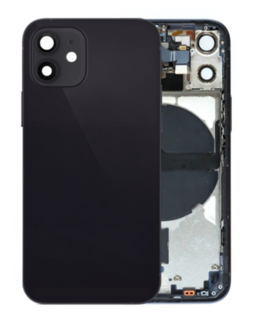 Back Housing Frame (BLACK) (OEM Pull B Grade) with Small Components Pre-Installed for iPhone 12 Mini