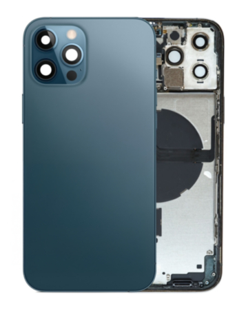 Back Housing Frame (PACIFIC BLUE) (OEM Pull B Grade) with Small Components Pre-Installed for iPhone 12 Pro Max