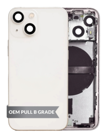 Housing Frame with Small Parts Pre-Installed for iPhone 13 Mini (WHITE) (International) (OEM Pull B Grade)