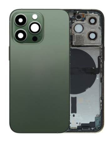 Back Housing Frame (ALPINE GREEN) (US Version) (OEM Pull B Grade) with Small Components Pre-Installed for iPhone 13 Pro