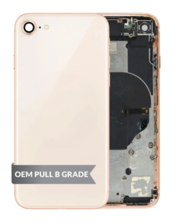 Back Housing Frame with Small Components Pre-Installed for iPhone 8 (GOLD) (OEM Pull B Grade)