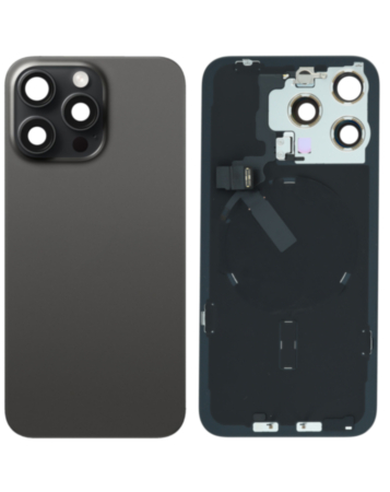 Back Glass with MagSafe Magnet & NFC & Flashlight Flex for iPhone 15 Pro Max (BLACK TITANIUM) (OEM Pull A Grade)
