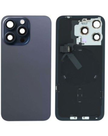 Back Glass with MagSafe Magnet & NFC & Flashlight Flex for iPhone 15 Pro Max (BLUE TITANIUM) (OEM Pull A Grade)