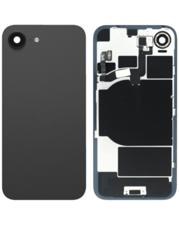 Back Glass with Frame and Wireless NFC Charging Flex and MagSafe Magnet for iPhone 16e (BLACK) (OEM Pull A Grade)