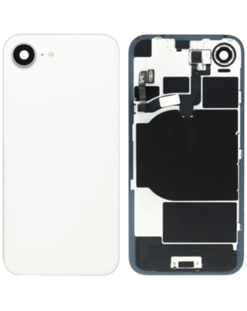 Back Glass with Frame and Wireless NFC Charging Flex and MagSafe Magnet for iPhone 16e (WHITE) (OEM PULL A Grade)
