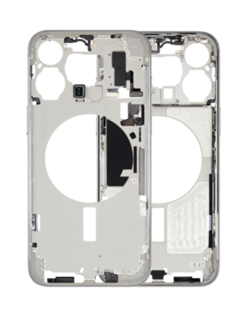 Middle Frame with Parts for iPhone 15 Pro Max (WHITE) (International Version) (OEM Pull B Grade)