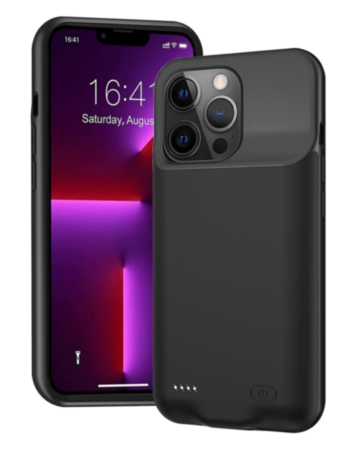 Soft Rubber Slim Charging Case (7000 mAh) for iPhone 13 (BLACK) (Only Ground Shipping)