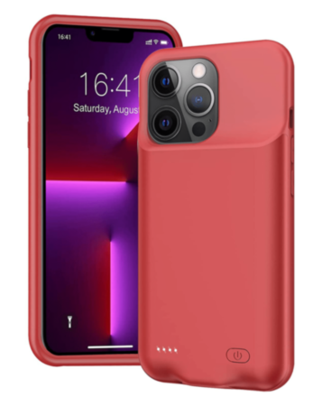 Soft Rubber Slim Charging Case (7000 mAh) for iPhone 13 (RED) (Only Ground Shipping)