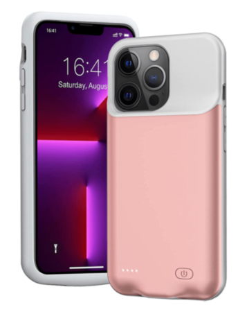 Soft Rubber Slim Charging Case (6000 mAh) for iPhone13 Mini (ROSE GOLD) (Only Ground Shipping)