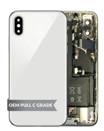 Back Housing Frame with Small Components Pre-Installed for iPhone XS (SILVER) (OEM Pull C Grade) (Only Ground Shipping)