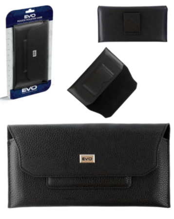 EVO 7.2" Horizontal Lychee Leather Pouch with Belt- BLACK (Only Ground Shipping)