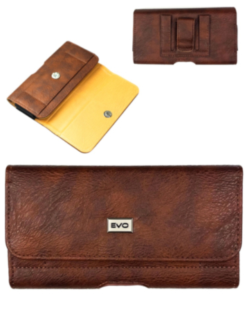 EVO 6" Horizontal Leather Pouch - BROWN (Only Ground Shipping)