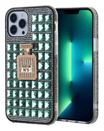 Crystal Stones Case with Perfume Adornment - GREEN for iPhone 8P / 7P (Only Ground Shipping)