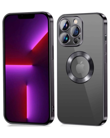 Shiny Wireless Charging Clear Case - BLACK for iPhone 12 / 12 Pro (Only Ground Shipping)