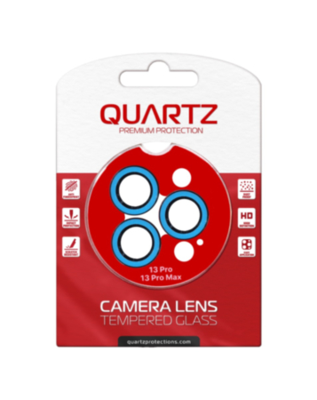 Stock up on the QUARTZ HD Tempered Glass with Glow in The Dark Camera Lens for iPhone 13 Pro Max 13 Pro Back Camera BLUE.