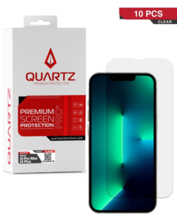 QUARTZ Clear Tempered Glass for iPhone 13 Pro Max / 14 Plus (Pack of 10)