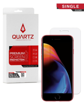 QUARTZ Clear Tempered Glass for iPhone SE 2022 / SE 2020 / 8 / 7 / 6s / 6 (Single Pack)