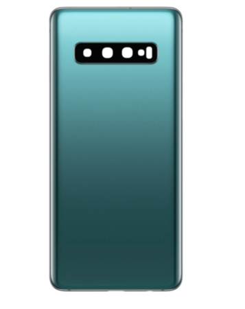 Order the back glass with camera lens and adhesive for Galaxy S10 Plus in Prism Green, no logo.