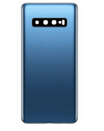 Shop the back glass with camera lens and adhesive for Galaxy S10 Plus in Prism Blue, no logo.