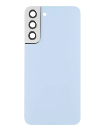 Shop the Back Glass with Camera Lens and Adhesive for the Galaxy S22 Plus in Sky Blue, no logo.
