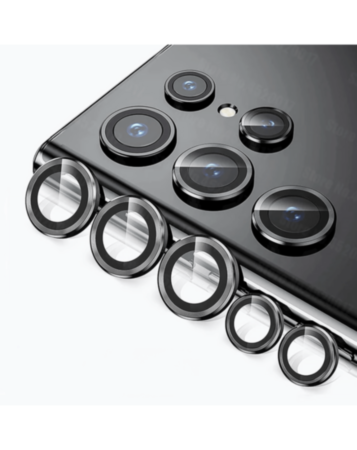 Camera Lens Protector with Metal Ring for Galaxy S22 Ultra (Black)