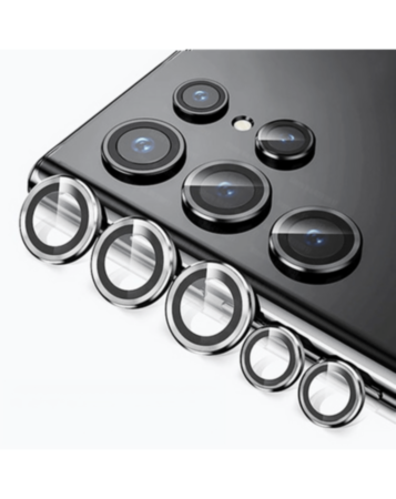 Camera Lens Protector with Metal Ring for Galaxy S22 Ultra(White)