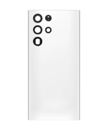Back Cover Glass with Camera Lens and Adhesive for Galaxy S22 Ultra (S908) (Service Pack) (Phantom White)