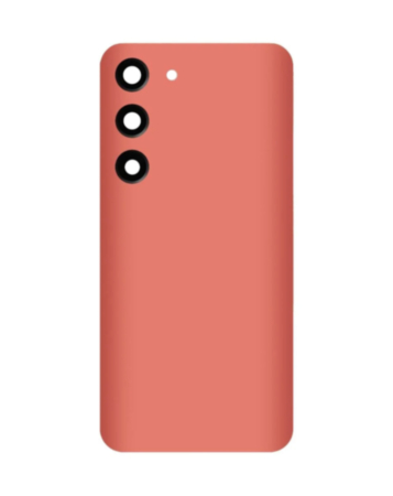 Back Cover Glass with Camera Lens and Adhesive for Galaxy S23 (S911) (No Logo) (Orange)