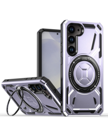 Full-Body Rugged Shockproof Case with Built-in Ring Holder - PURPLE for Galaxy S23 (Only Ground Shipping)