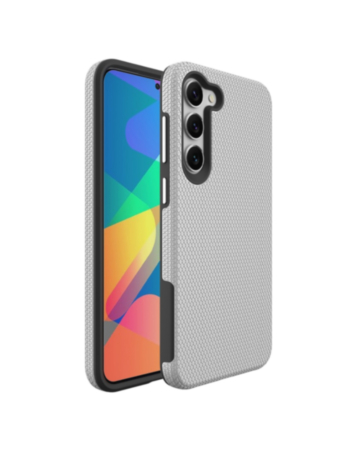 Galaxy S23 FE Shock Absorption Protective Dual Layer Case - SILVER (Only Ground Shipping)
