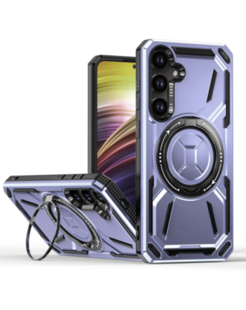 Full-Body Rugged Shockproof Case with Built-in Ring Holder - PURPLE for Galaxy S23FE (Only Ground Shipping)