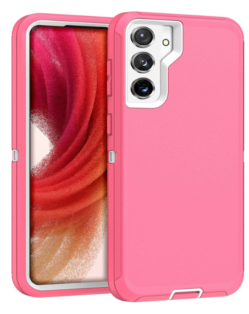 Heavy Duty Case for Galaxy S23 Plus (LIGHT PINK & WHITE) (Only Ground Shipping)