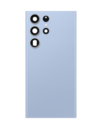 Back Cover Glass with Camera Lens and Adhesive for Galaxy S23 Ultra (S918) (No Logo) (Sky Blue)