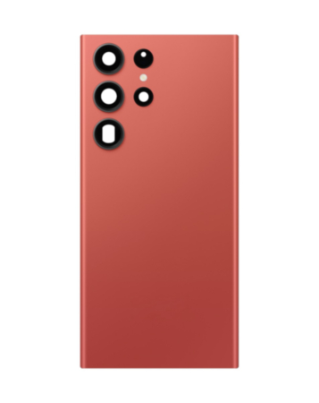 Back Cover Glass with Camera Lens and Adhesive for Galaxy S23 Ultra (S918) (No Logo) (Red)