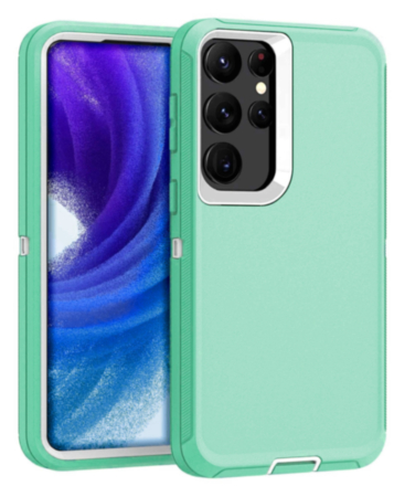 Heavy Duty Case for Galaxy S23 Ultra (LIGHT TEAL) (Only Ground Shipping)