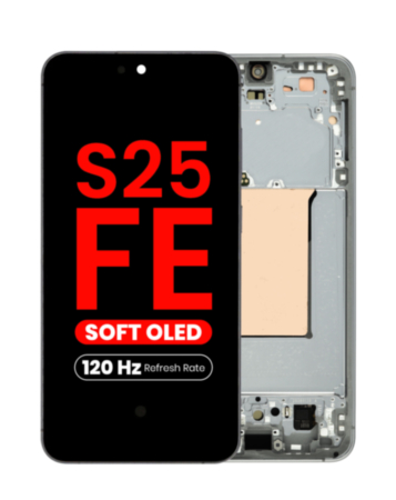 OLED Assembly with Frame for Galaxy S25 FE (S731) (Jet Black) (Aftermarket Plus Soft / 120Hz)