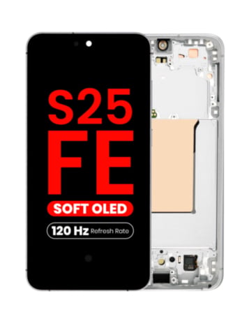 OLED Assembly with Frame for Galaxy S25 FE (S731) (White) (Aftermarket Plus Soft / 120Hz)